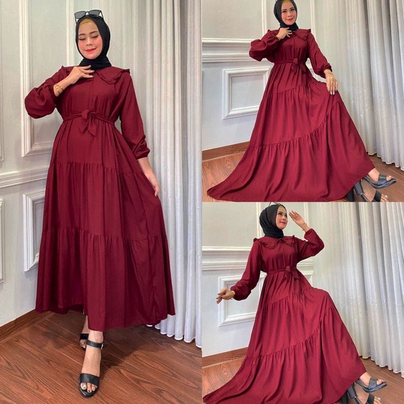 GAMIS NOORA JUMBO RAYON SUPER POLOS REMPEL SUSUN wanita remaja polos