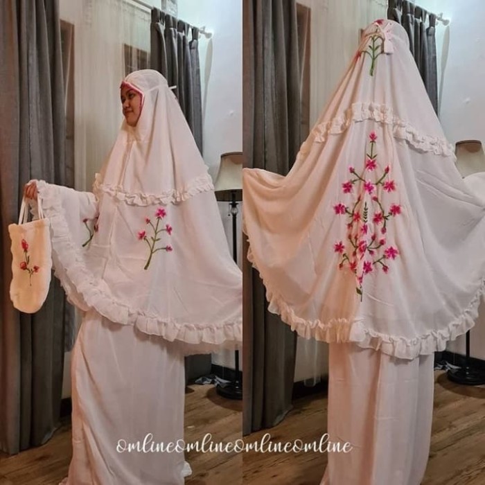 TERLARIS MUKENA SERUTI BORDIR ASLI PADANG - PUTIH