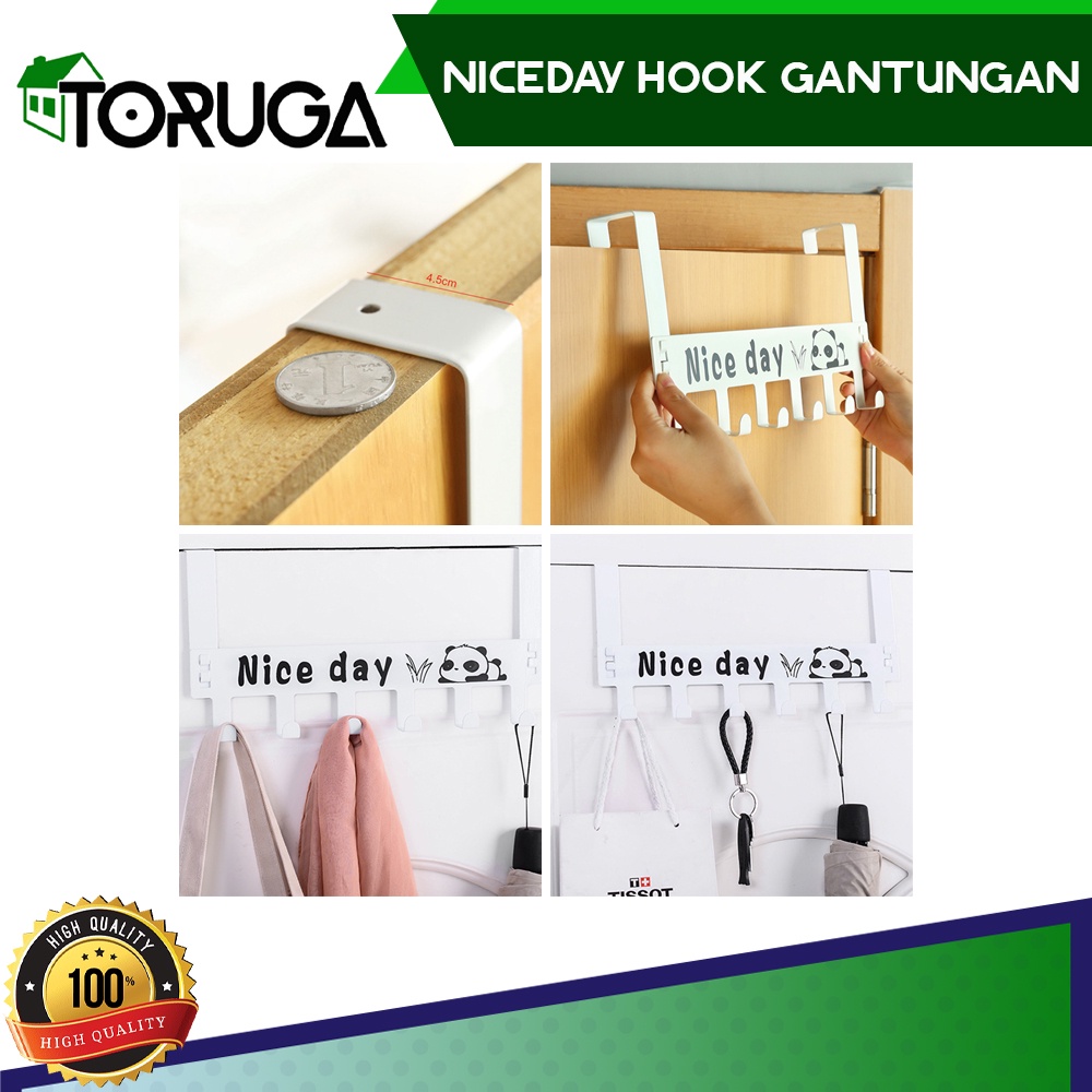 Gantungan Belakang Pintu Nice Day 6 Kaitan Baju Handuk Tanpa Paku Bor