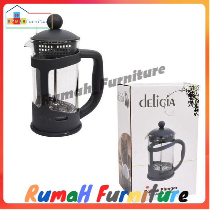 teko kopi pres/Delicia Teko Kopi Press 350 Ml - Abu Abu