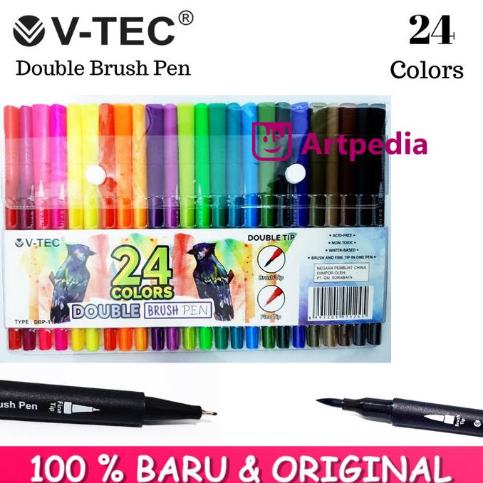

[[COD]] V-Tec Double Brush Pen 24 Warna / V-Tec Brush pen 24 Colors DBP-1124 TERUJI Kode 1452