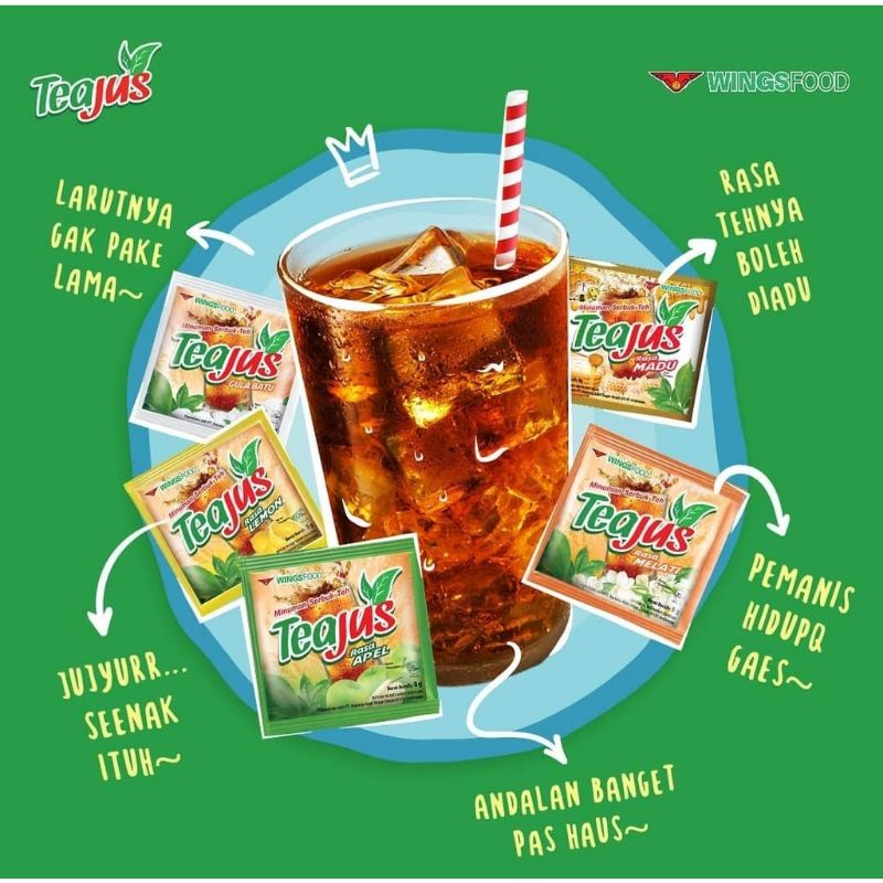 Jus minuman teh gula sachet rasa isi bubuk apel seduhan