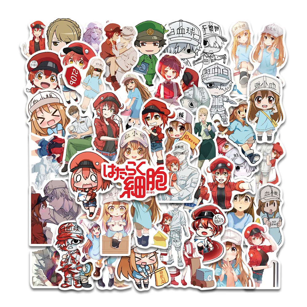 50PCS Cells At Work Code Black Anime Stickers For Children Cartoon Hataraku Saibou Sticker DIY Bicycle Skateboard PS4 Notebook