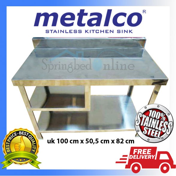 Paket Metalco Sink Stainless MS 36 &amp; Meja Kompor MT1 &amp; Meja Dapur MT3