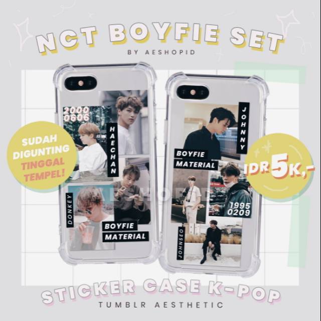 (NC-003) DIY sticker NCT 127 boyfie set tumblr aesthetic stiker case hp kpop dream haechan jaehyun t