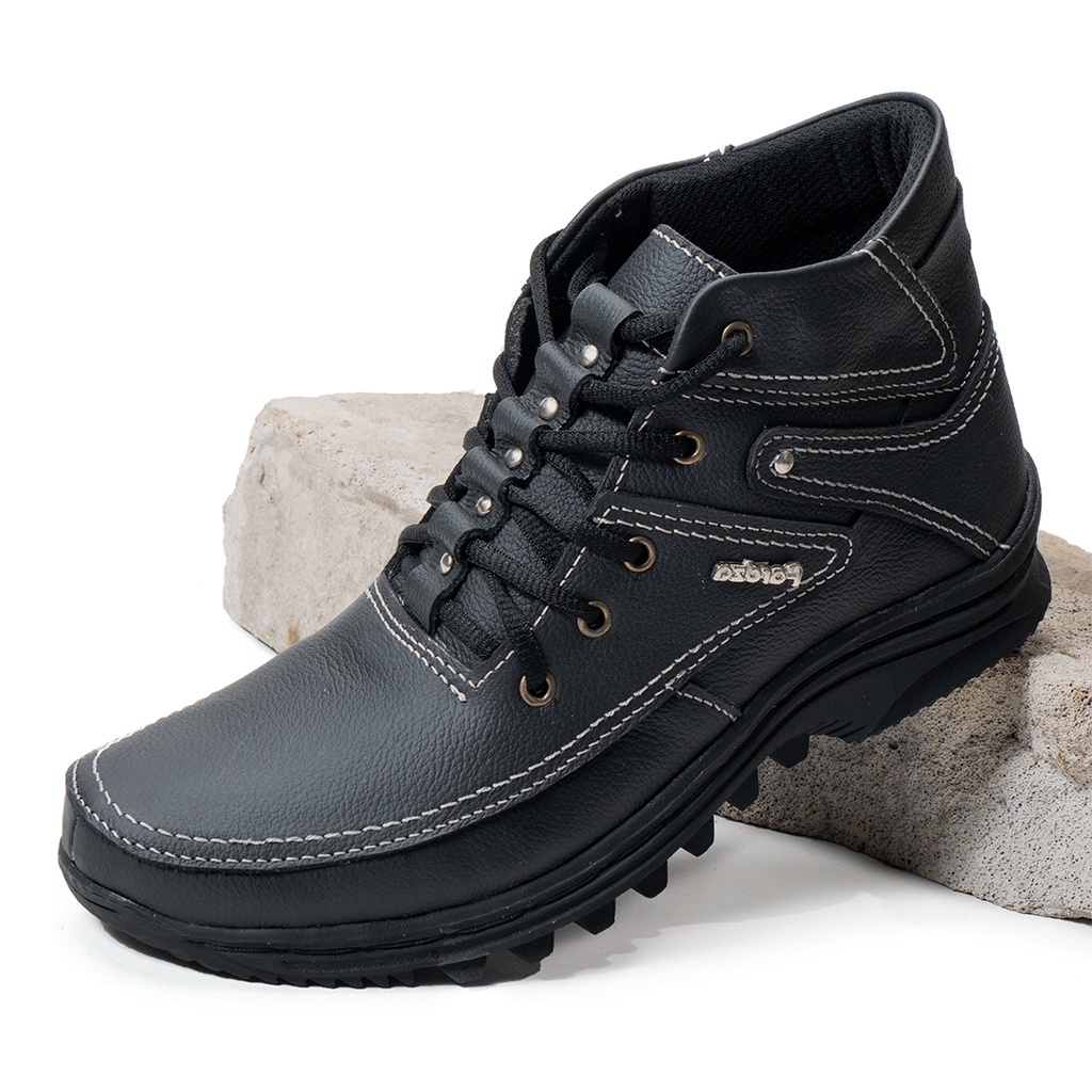 Sepatu Boots Pria Boot Kulit Asli Original Casual Touring  BKS01TP – Hitam