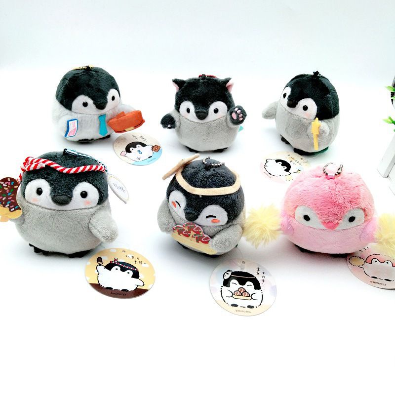 Cute positive energy penguin key chain mini doll fashione cartoon Pendant plush toy couple girl bag accessories baby doll