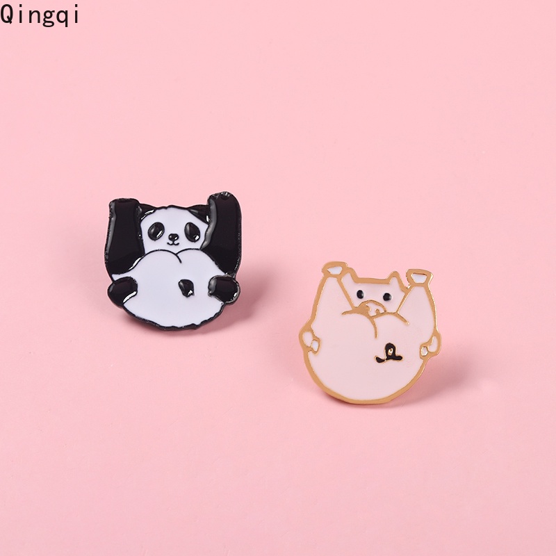 Bros Pin Enamel Desain Kartun Hewan Chibi Pig Panda Untuk Anak