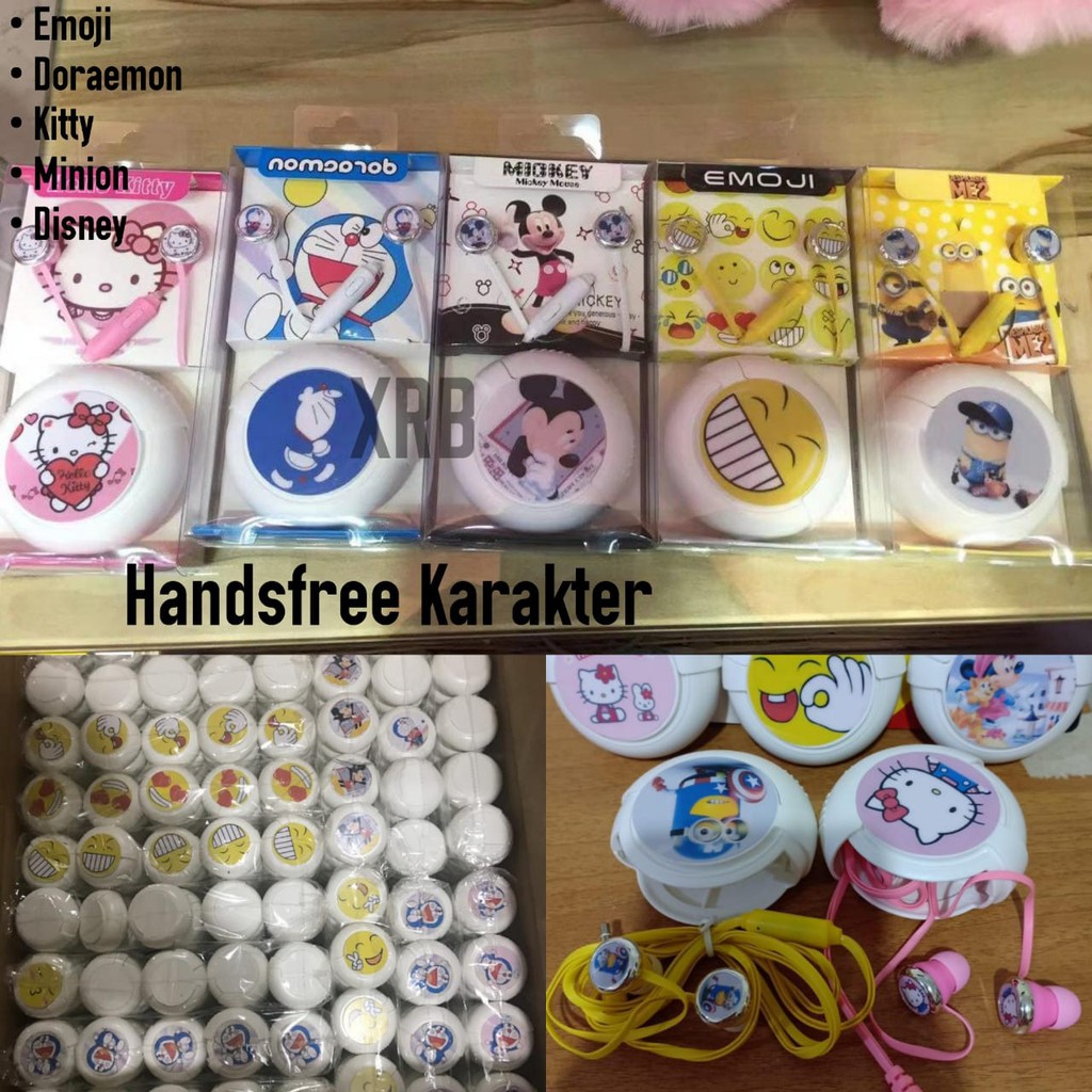 HANDSFREE KARAKTER Headset SAMSUNG VIVO OPPO XIAOMI Motif Murah Audio Bass Earpods