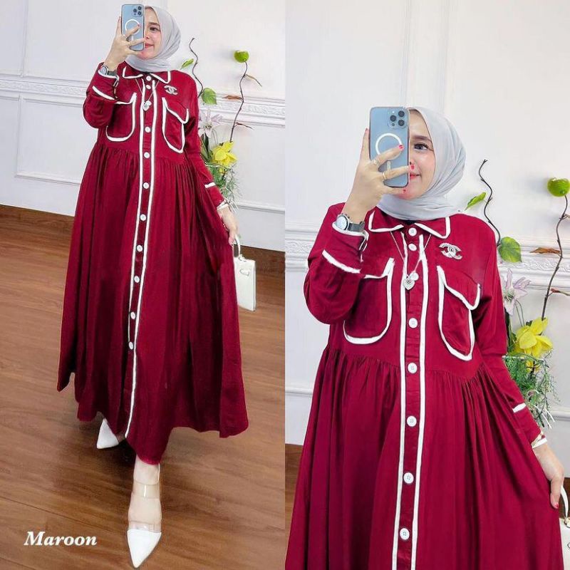 Fashion Muslim,  Fashion Wanita,  Midi Dress. Pakaian Wanita.  Midi Dress zafira