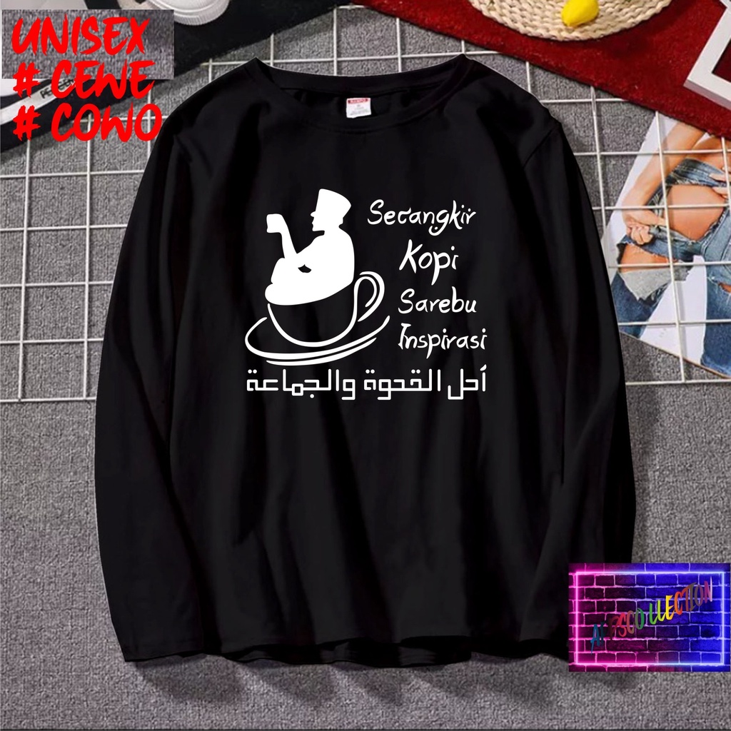 COD/ KAOS SANTRI SECANGKIR KOPI SEREBU/KAOS TULISAN/KAOS SANTRI KEKINIAN/KAOS DAKWAH/KAOS ISLAM/SANTRIWATI/KAOS HITS 2022/KAOS BERGAMBAR KAOS EKSPRESI KAOS PRIA TSHIRT WANITA Santai Crew Neck V-Neck Slim-fitting Polos Setrip Hitam Putih Crew Neck