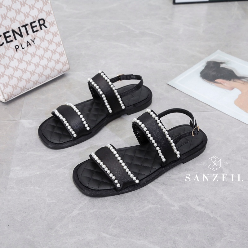 COD BAYAR DITEMPAT!!! 0166 - Sandal Wanita Import Tali Pearl