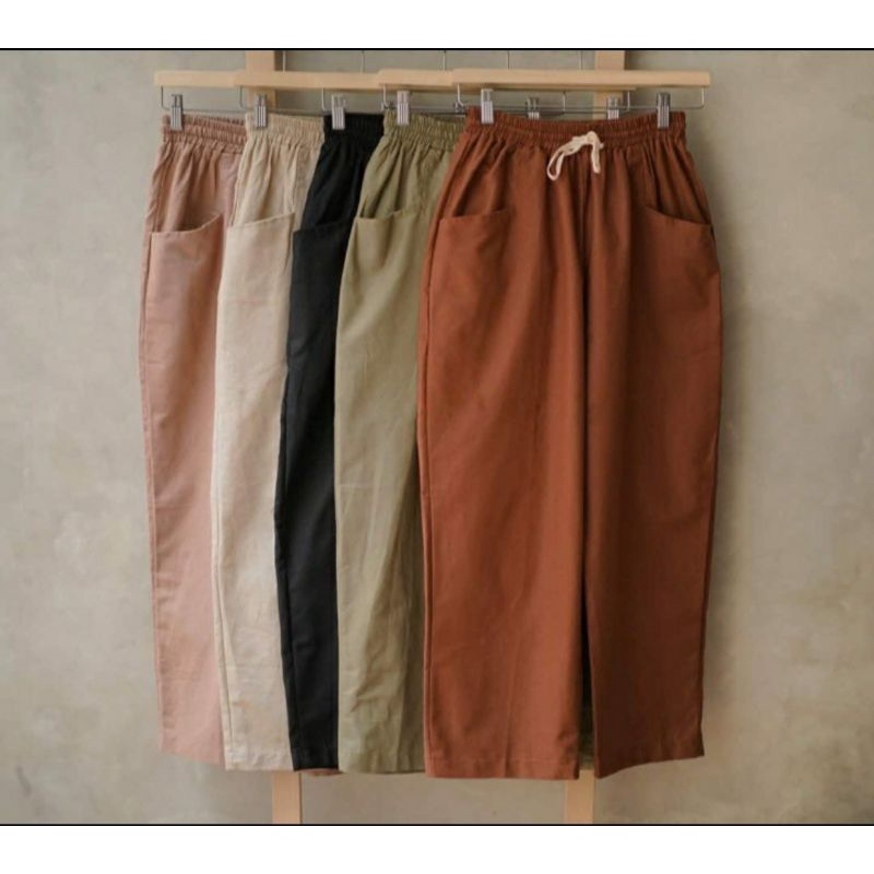 BAGGY PANTS LINEN - CELANA WANITA KOREA - CELANA KULOT LINEN RAMI - CELANA WANITA KEKINIAN