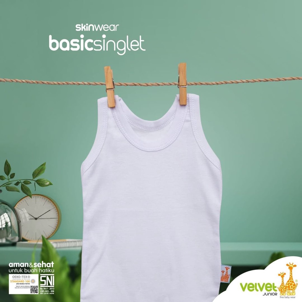 VELVET JUNIOR Singlet Kaos Dalam Putih Pakaian Baju Bayi Anak