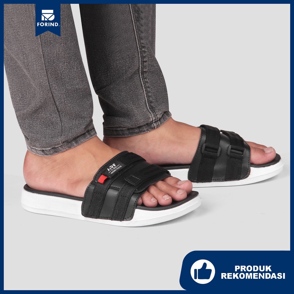 Oscar Black | Sandal Slide Ringan Strap Ori EVA Slop Simpel Pria Laki Sendal Jalan | FORIND ARF