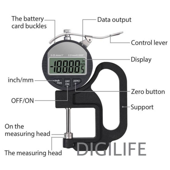

Ready Stock Thickness Gauge 0.01mm 0-25.4mm Syntek Digital Ketebalan Kertas Kaca