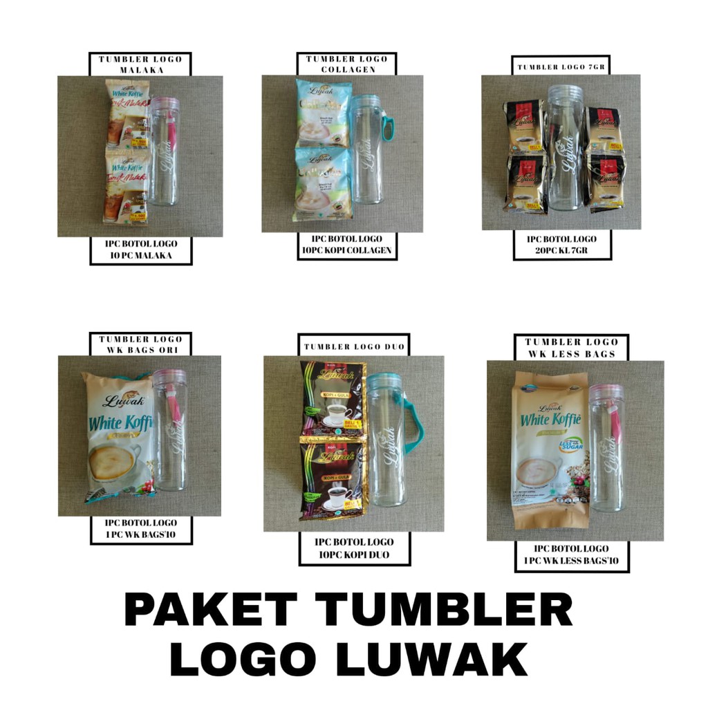 PARCEL TUMBLER KACA LOGO SLIM LUWAK + KOPI