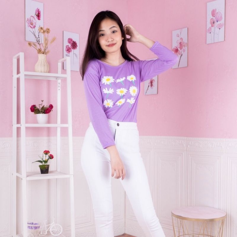 Cs KAOS LILAC NINE SUNFLOWER LENGAN PANJANG