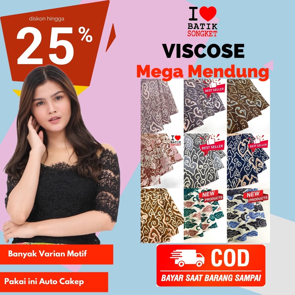 VISCOS PASTEL MEGA MENDUNG CIREBON BAHAN KAIN BATIK VISCOSE VISKOS