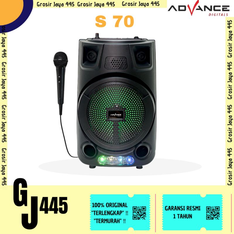 Speaker Advance S 70 BT Bluetooth Plus Mic Karaoke Advance S70 Speaker Meeting 8&quot; inch s70 Wirelles Portable