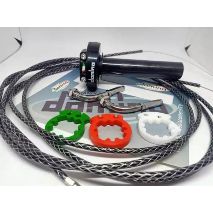 GAS SPONTAN DOMINO+2 KABEL GAS KARBON 190CM UNIVERSAL SEMUA JENIS MOTOR