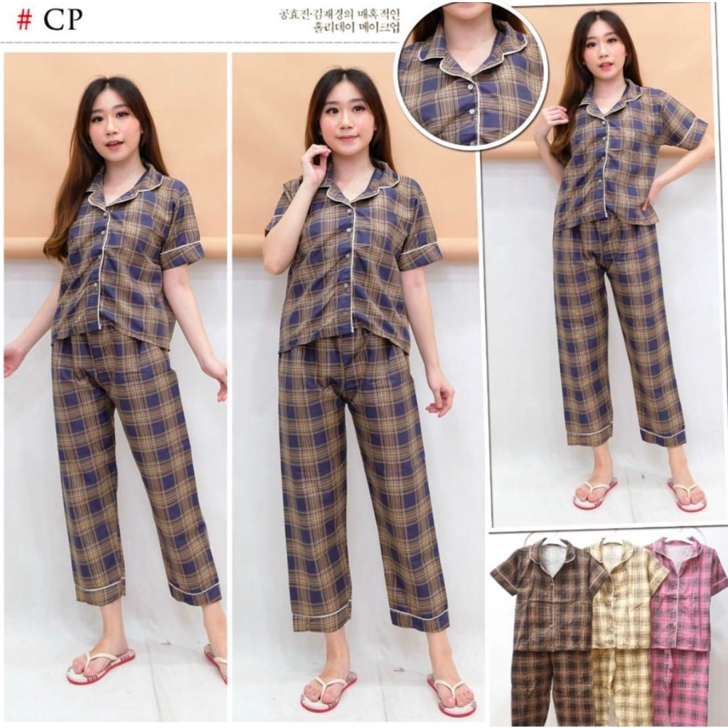 RILLO - Setelan Piyama Guilen Lengan Pendek Fit XL (Ld 106 cm)