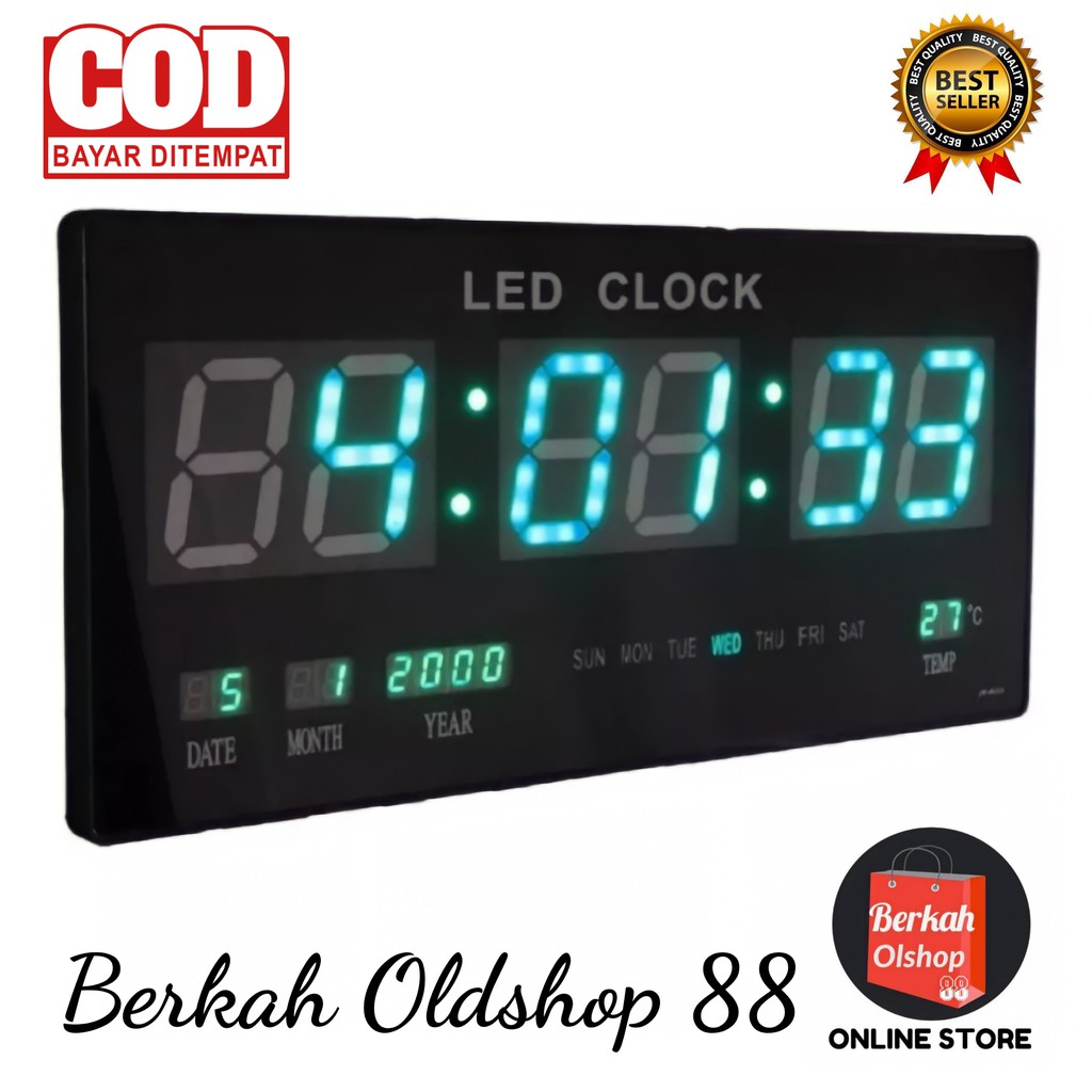 Berkah Oldshop 88 - Jam Dinding Digital LED Meja LED Clock 4622 Hijau