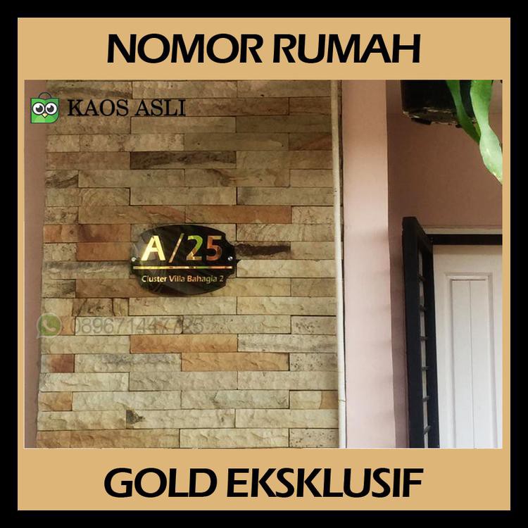 Eksklusif Plat Nomor Rumah Acrylic Gold 3 Lapis Dekorasi Dinding Terlaris