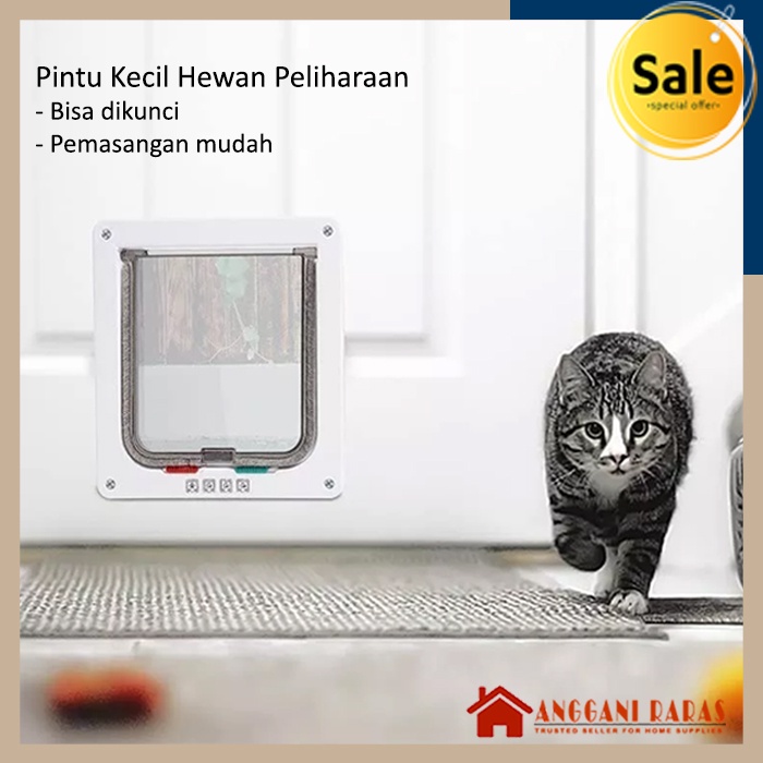 Pintu Bawah Lubang Keluar Masuk Kucing Anjing Peliharaan Cat Dog Flap Door 4 Way Lock