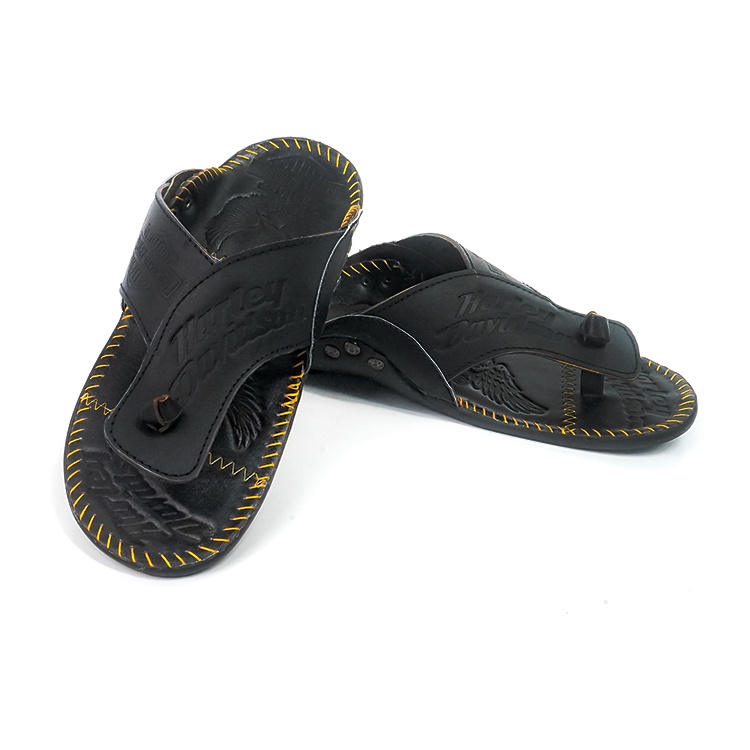 Sandal Kulit Asli - Sandal Kulit Pria Harley Davidson - Sandal Casual - Sandal Jepit T