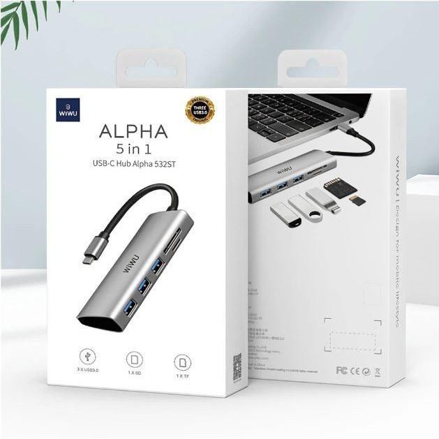 Wiwu Alpha 532st 5in1 Usb-C + 3x Usb + 2xsd / Tf Multifungsi Untuk Notebook Hub