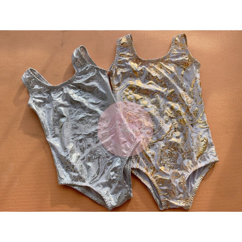 LEOTARD SENAM GYM BALLET ATASAN BALET METALIK PERAK SILVER PAKAIAN BAJU BALET NATAL KOSTUM TARI ANAK