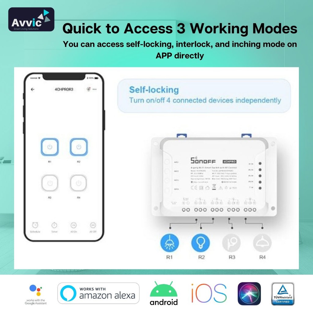 Sonoff 4CH R3 4Gang/Channel -WiFi Smart Switch -Saklar Pintar IoT Saklar Cerdas Otomatis Nirkabel
