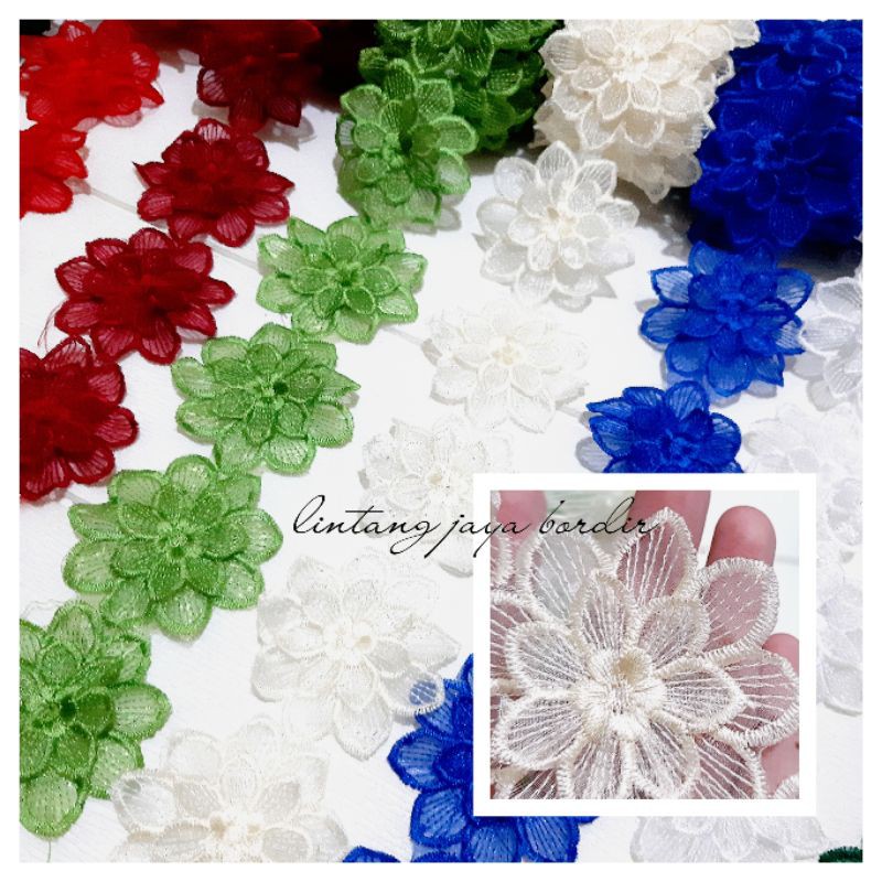 renda bordir bunga roll azalea organdi