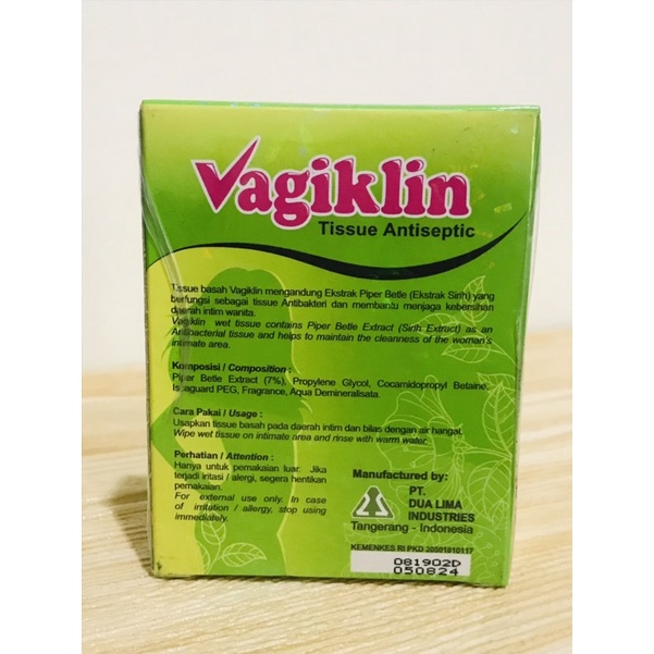 Vagiklin Tissue Antiseptic | Tisu Pembersih Khusus Wanitaan | Extra Daun Sirih