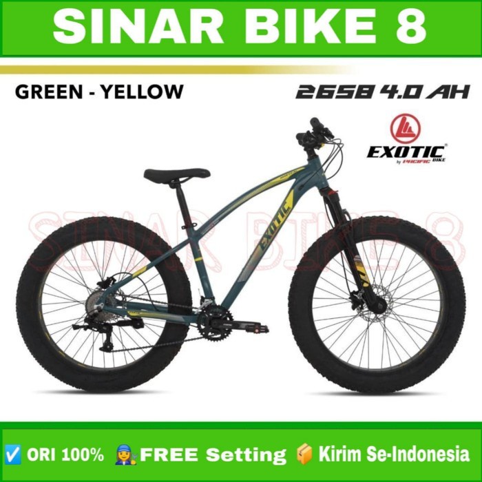 Sepeda Gunung Ukuran 26 Inch MTB EXOTIC 2658 4.0 AH Ban Super Jumbo Hidrolik