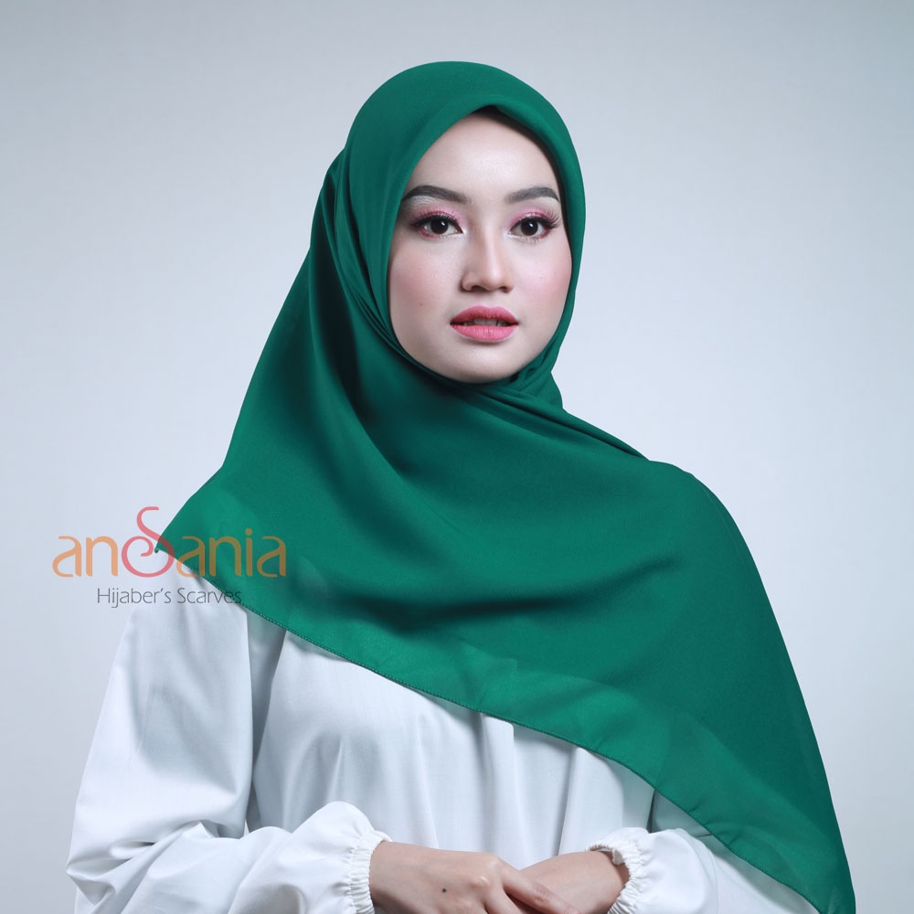 Ansania - Hijab Bella Square Ansania Kerudung Segi Empat Polos Seri Warna A / Xtra - Jilbab Pollycotton Premium Kerudung Segi Empat Hijab-Hijau Toska / xtra