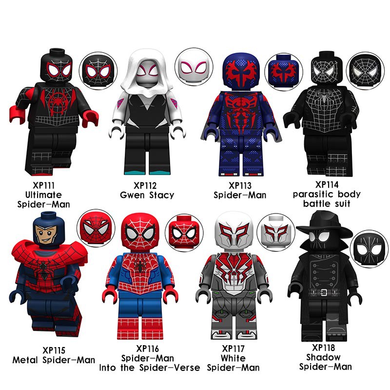 Kt1016 Mainan Action Figure Minifigures Ultimate Metal White Shadow Spider Man Parasitic