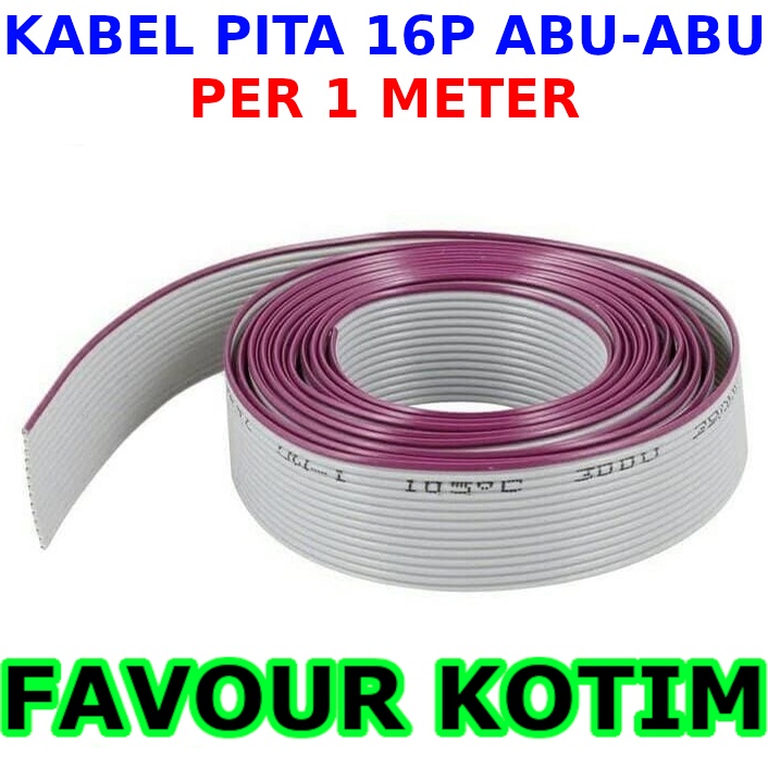 FLAT CABLE KABEL PITA 16P ABU - ABU IDC 16 PIN 1 METER FVKOTIM