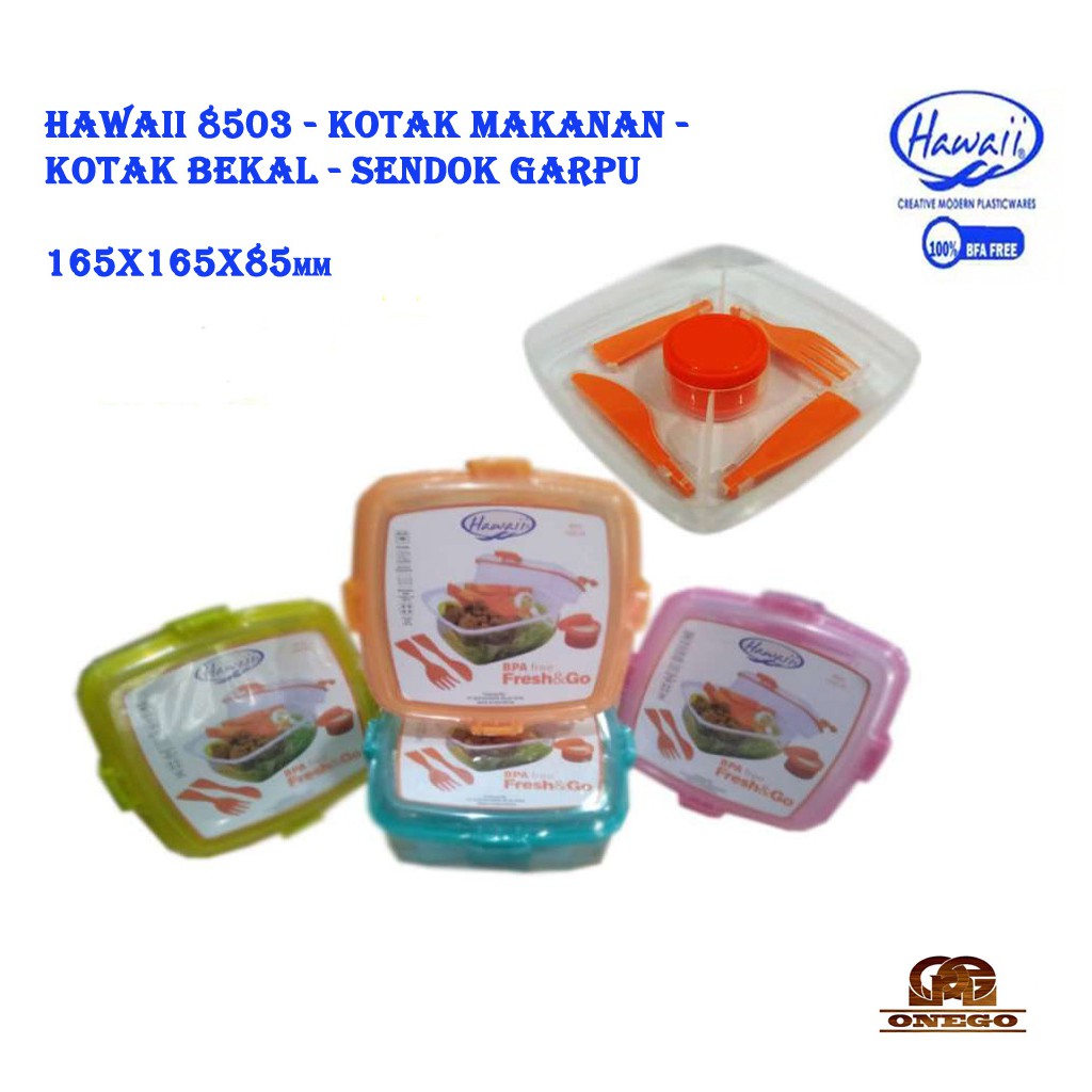 HAWAII 8503 - KOTAK MAKANAN - KOTAK BEKAL - SENDOK GARPU
