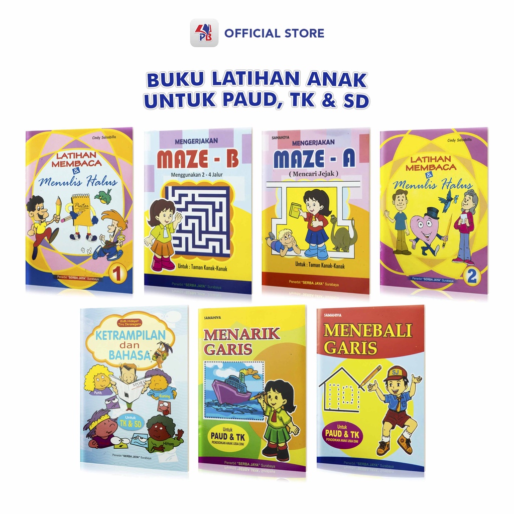 Buku Anak TK / Buku Belajar Menulis Huruf Dan Angka :  Menarik Garis / Menebali Garis / Mengerjakan 