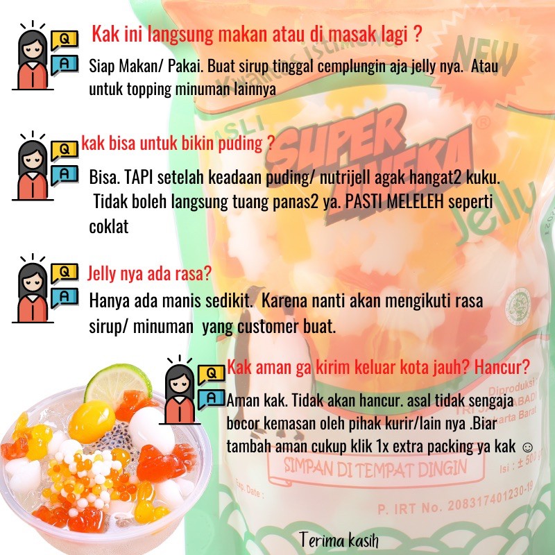 Jelly motif mie panjang kuning orange putih  “Super Aneka Jelly”