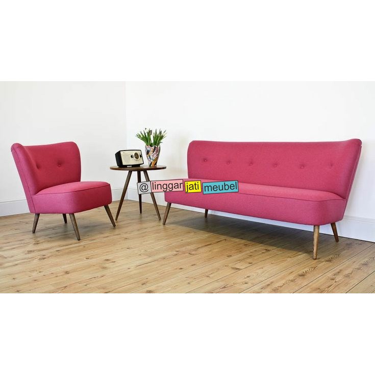 Sofa Retro sofa minimalis jati pink