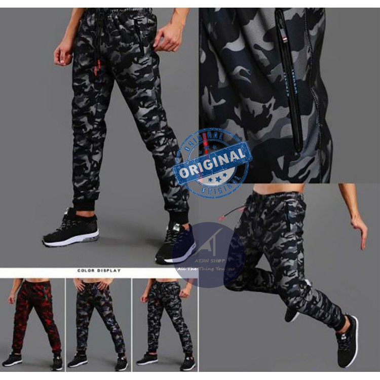 Atjin-Celana Jogger Motif Camo Army Camouflage Sport Pants Model Premium[ READY 3 Warna]