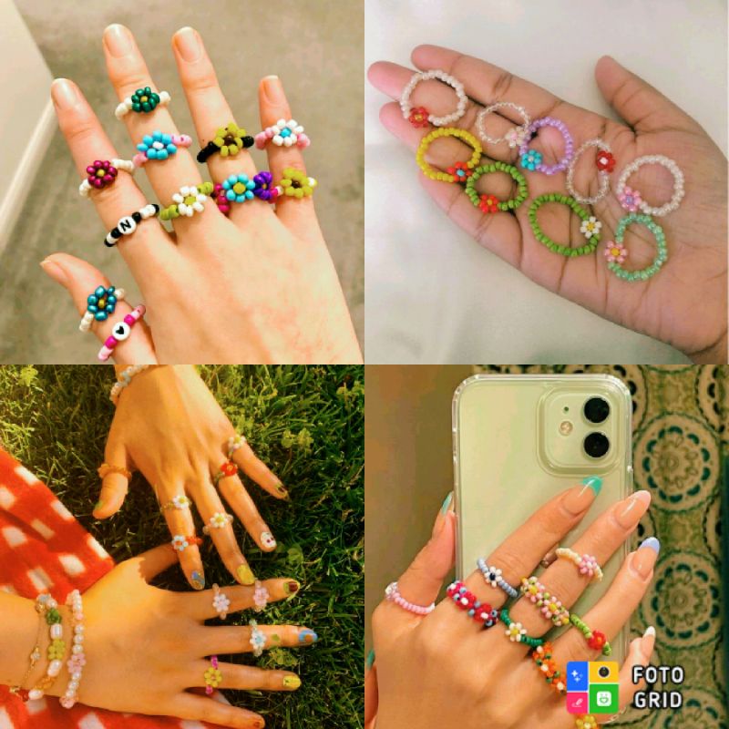 Promo Ring Aestetic/Ring lucu/Ring murah/Beads manik manik/MIN ORDER 5 PCS