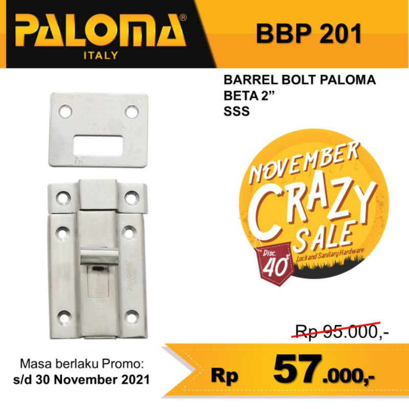 Grendel Pintu Grendel Jendela Slot Kunci Pintu PALOMA BBP 201 Grendel Stainless 2 inc