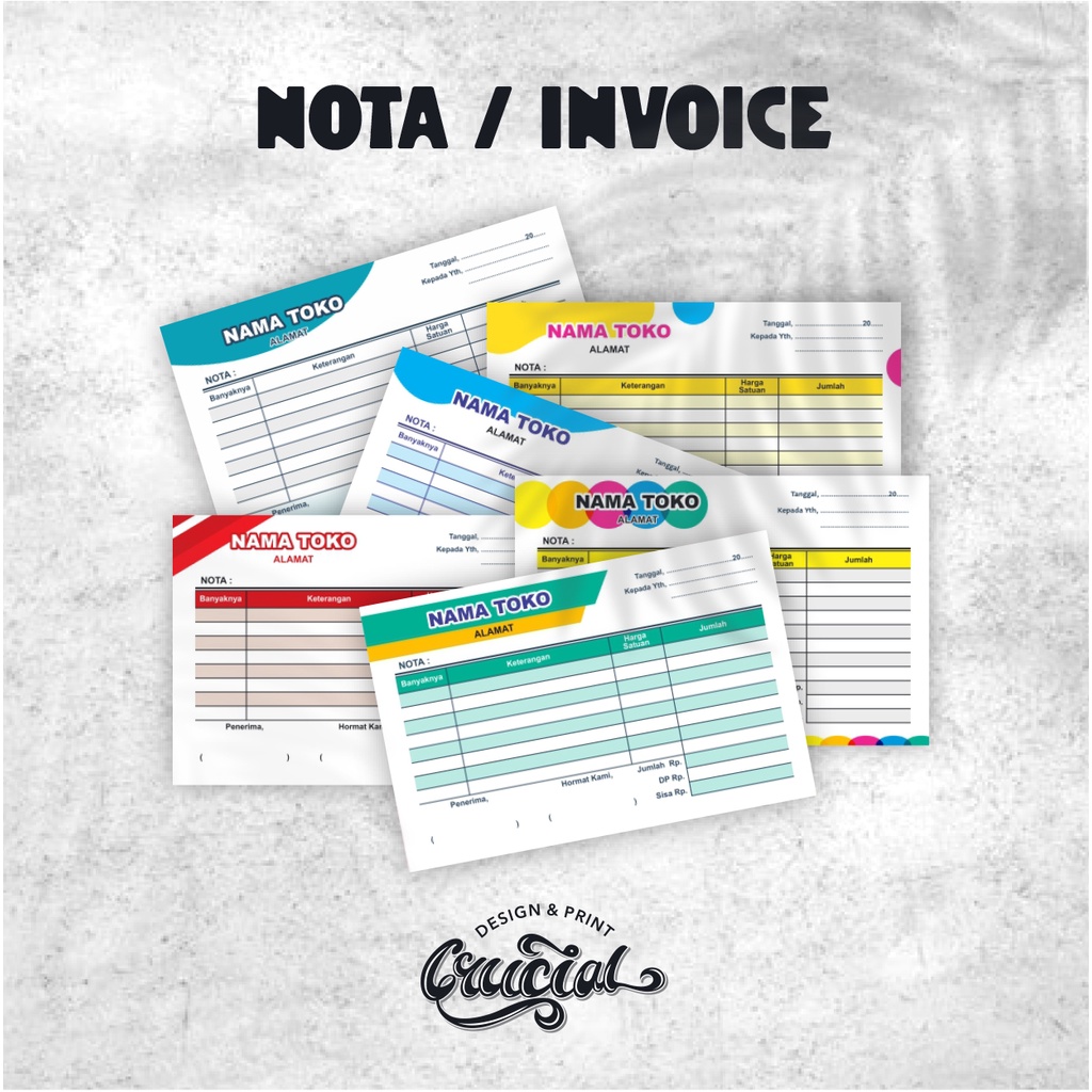 

Cetak Invoice Nota custom olshop nota kontan penjualan 10x16 cm 1ply tidak rangkap