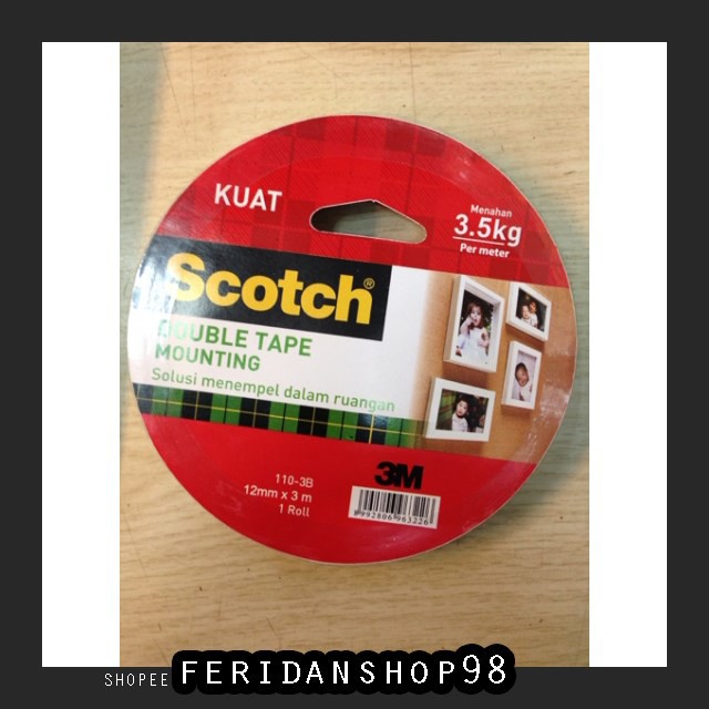 

BT289 DOUBLE TAPE 3M BEST SCOTCH PERMANENT MOUNTING TAPE 12 MM X 3 M BY FERIDANSHOP98