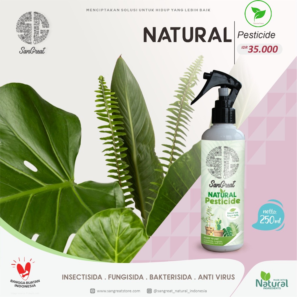 SanGreat Natural Pestisida untuk kutu putih ulat trips keong semut tanaman hias dan tabulampot 250 ml pestisida organik