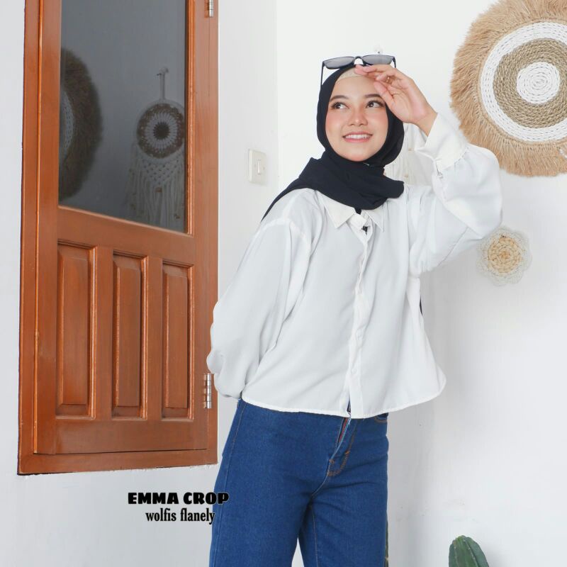 BLOUSE TARTAN LENGAN BALON MIZU KOREAN STYLE | KEMEJA MODEL FLANEL WANITA NUMMA-8